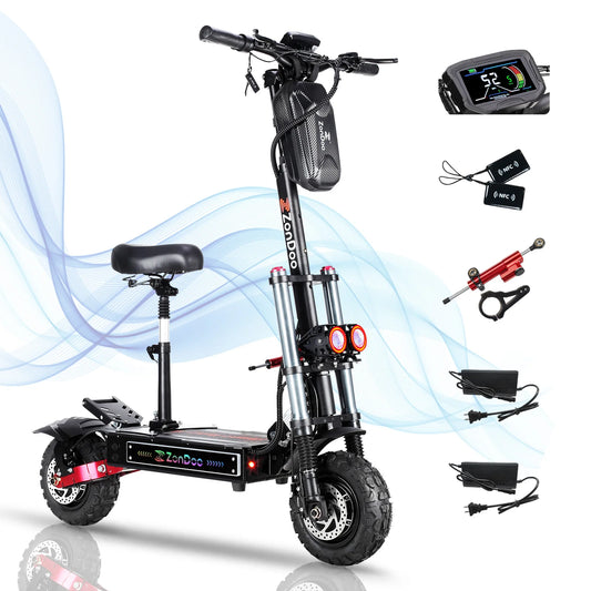 ZonDoo ZO03 Plus with Big Screen & Damper 56MPH Fast 6000W Dual Motors