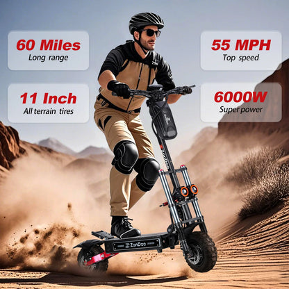 ZonDoo ZO03 Plus with Big Screen & Damper 56MPH Fast 6000W Dual Motors