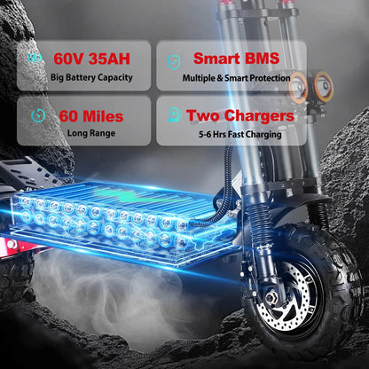 ZonDoo ZO03 Plus with Big Screen & Damper 56MPH Fast 6000W Dual Motors